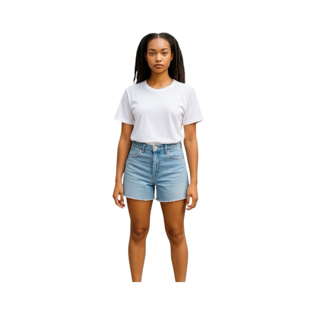Crown & Ivy Blue Jean Shorts High-Waisted Frayed Hem